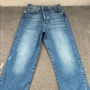 Zara High-Rise Straight Jeans - Medium Blue Wash